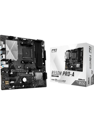 ����������� ����� ASROCK B550M PRO-A, AM4, B550, 4*DDR4, 4*SATA, 2*M.2, 5*USB 3.2, 2*USB 2.0, Type-C, 6*PCIx16, 1*PCIx1, 1xM.2 (Key E), HDMI, mATX