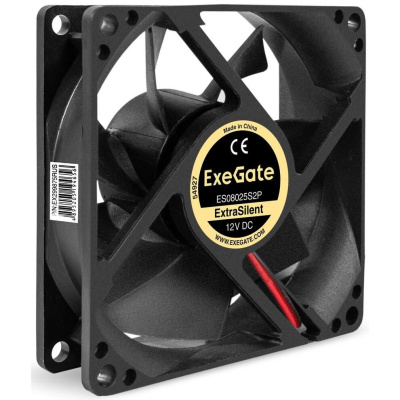 Exegate EX299875RUS ���������� 12� DC ExeGate ExtraSilent ES08025S2P (80x80x25 ��, Sleeve bearing (��������� ����������), 2pin, 1900RPM, 20dBA)