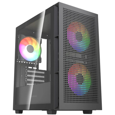 ������ Powercase Mistral SM05 ARGB, Tempered Glass, 3x120mm ARGB PWM fans, ������, mATX  (CMMSM05B-A3)
