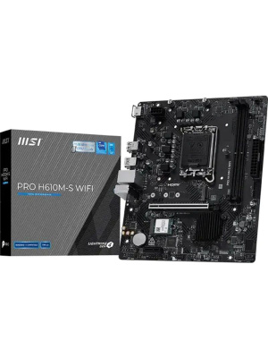 ����������� ����� MSI PRO H610M-S WIFI H610, LGA1700, 2*DDR5, 1*PCIEx16, 1*PCIEx1, 1*M.2, 4*USB3.2Gen1, 8*USB2.0, 2*SATA3.0, 1G, HDMI, M-ATX, RTL