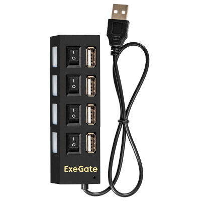 USB-������������ Exegate DUB-42SW, 4xUSB 2.0, ������ + ������ ��� ���.������� EX293977RUS