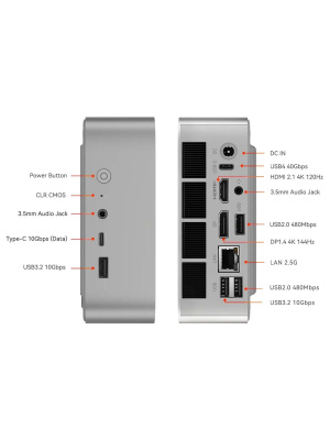 ����-�� Beelink SER8, AMD Ryzen 7 8845HS/64 �� DDR5/1024 �� SSD/AMD Radeon Graphics/Windows 11 Pro, ����������� (BL/SER8/8845HS/64G/1TB/Frost Silver)