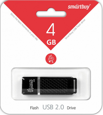   4Gb USB Drive USB2.0 Smartbuy Quartz series Black (SB4GBQZ-K)		