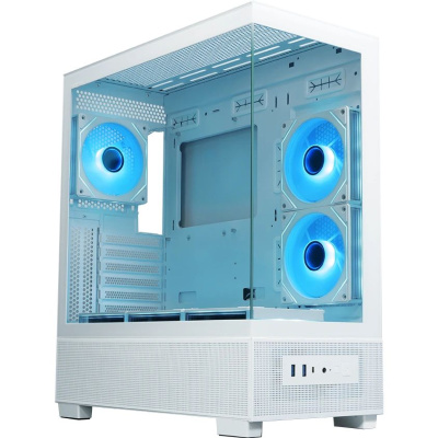������ XASTRA Q500 6ARGB-C10-UC White ATX/Aquarium/Screewless/ 6x120mm ARGB PWM FM fans/Argb+PWM HUB 10port/ Type-C/ Q500-6FM12A-C10-UC-WH