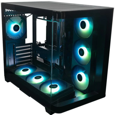 ������ XASTRA QR500 7ARGB-FC-C6-UC Black ATX/Aquarium/ 2 Curve Glass /2x360mm+1*120mm ARGB PWM FC fans/ Argb+PWM HUB 6port /Type-C/ QR500-2FA36A-1FC12A-C6-UC