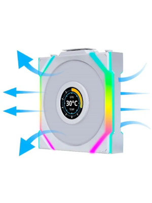 �������� ������������ (3��.) Lian Li UNI FAN SL WIRELESS LCD 120 Reverse Blade / 12RSLLCD1W3W WHITE / 120x124,5x28�� (1.6� LCD �������, PWM, ARGB, 1900 ��/��� (Max.), 31dBa) / G99.12RSLLCD1W3W.R0