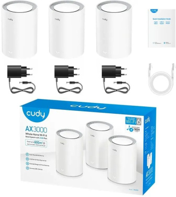 ������������� Cudy M3000(3-Pack), AX3000, Wi-Fi 6, AX3000, 2.4/5���, 1 LAN, �����