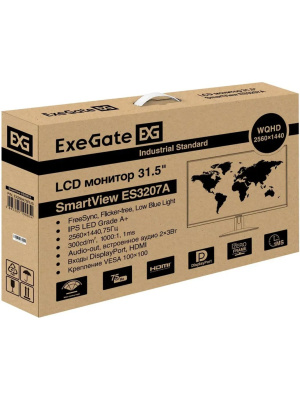 ������� ExeGate 31.5" ES3207A SmartView {IPS 2560x1440@75hz 1ms 16:9 300cd 1000:1 178/178 HDMI DisplayPort USB speakers} [EX299475RUS]