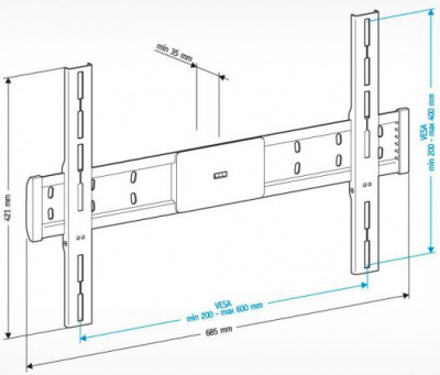 ��������� Holder LCD-F6608-B ������ ��� �� �� 42-65" ��������� �� ����� 35�� ������ 0� VESA 600x400 �� 45 ��