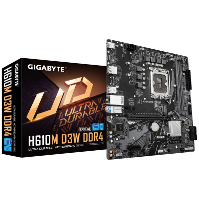 ����������� ����� Gigabyte H610M D3W DDR4, LGA1700, Intel H610, mATX, Ret