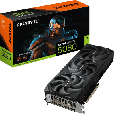 ���������� Gigabyte NVIDIA GeForce RTX 5080 Windforce 16GB, GDDR7, OC, Ret (GV-N5080WF3OCV2-16GD)