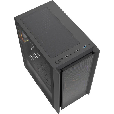 ������ Powercase Mistral SM03 ARGB, Tempered Glass, 3x120mm ARGB PWM fans, ������, mATX  (CMMSM03B-A3)
