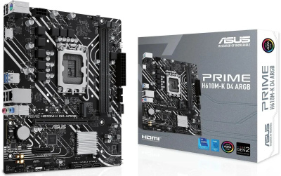 ����������� ����� ASUS PRIME H610M-K D4 ARGB, LGA 1700, Intel H610, mATX, Ret 90MB1HN0-M0EAY0