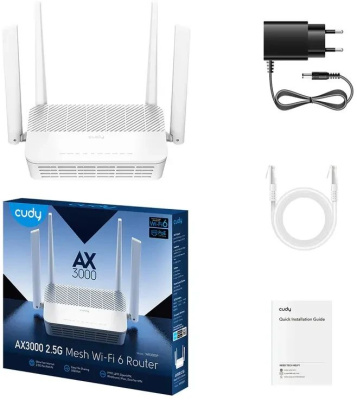 Wi-Fi ������ CUDY WR3000P, Wi-Fi 6, AX3000, 2.4/5���, 4 LAN, 1xUSB, �����