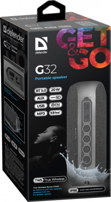 ����������� ������� Defender G32 20��,BT/FM/USB/TF/AUX/TWS/IP56 (65232) 