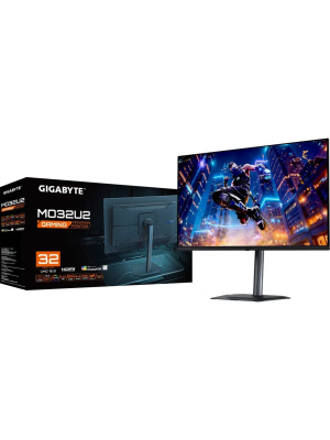 ������� Gigabyte MO32U2 EK 31.5" {QD-OLED 3840x2160 240Hz 0.03ms 178/178 250cd/1000cd 2xHDMI2.1 DisplayPort1.4 3xUSB3.2 USB-C(18��)  Pivot}