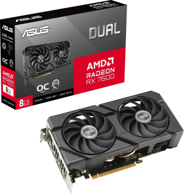 ���������� ASUS AMD Radeon RX 7600 Dual OC V2 8GB, GDDR6, OC, Ret