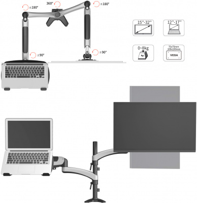 ��������� ��� ��������/�������� Cactus CS-VM-LH07-AL ���������� 13"-27" ����.8�� ���������� ������� � ������