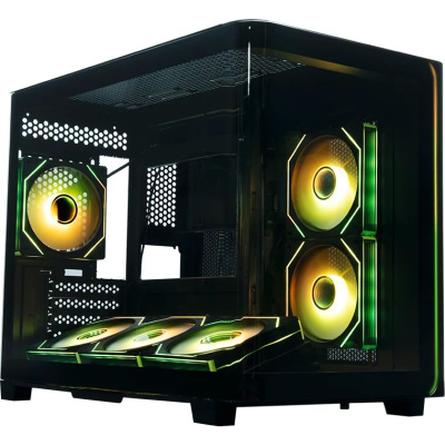 ������ XASTRA QR600M 6ARGB C10-UC Black mATX/Aquarium/Curve Glass /Led Strip/6x120mm ARGB PWM FM fans/ Argb+PWM HUB 10port /Type-C/ QR600M-6FM12A-C10-UC-L