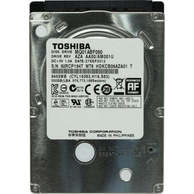   500GB TOSHIBA MQ01ABF050 SATA, 2.5", 5400RPM 