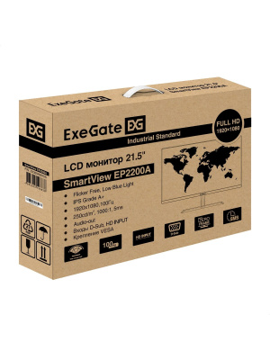 ������� 21.5" ExeGate SmartView EP2200A {IPS 1920x1080 100Hz 5ms 16:9 250cd 1000:1 178/178 D-Sub HDMI audio-out Flicker-free VESA} [EX300460RUS]