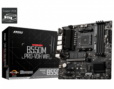 ����������� ����� MSI B550M PRO-VDH WIFI Soc-AM4 AMD B550 4xDDR4 mATX AC`97 8ch(7.1) GbLAN RAID+HDMI+DP