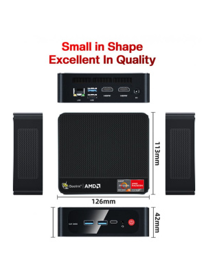 ����-�� Beelink SER5, AMD Ryzen 5 5500U/16 �� DDR4/480 �� SSD/AMD Radeon Graphics/��� ��, ������ (BL/SER5/5500U/16G/480G/2.5G*1/Black)