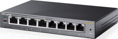 ���������� [TL-SG108PE] Tp-Link TL-SG108PE 8 ���������� ������ RJ45, 4 ����� � ���������� PoE, ��������� 802.3af, ������ PoE �� 55 ��, VLAN �� ���� MTU/�����/����, QoS (������������� ������), IGMP Snooping, �������� ������
