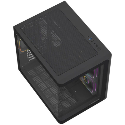 ������ Powercase Vision Micro M5B, Curved Glass, Type-C, 3x 120mm ARGB PWM Fan, ������, mATX  (CVMM5B-A3)