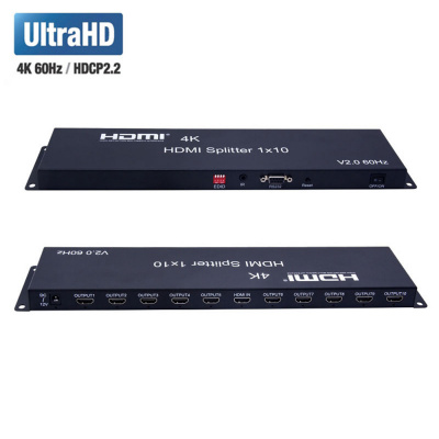 Splitter 1->10 ORIENT HSP0110H-2.0 HDMI 2.0/3D, HDR, UHDTV 4K/ 60Hz (3840x2160)/HDTV1080p, HDCP2.2, EDID ����������, RS232 ����, IR ����, ������� �� 5�/3�, �����.������ (31025)