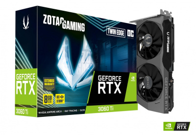  Zotac PCI-E nVidia GeForce RTX 3060Ti Twin Edge OC 8Gb LHR (256bit/GDDR6/HDMI/3xDP/LHR/RTL) (ZT-A30610H-10MLHR)