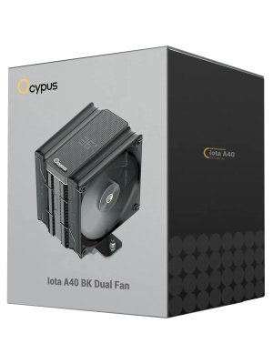 ����� Ocypus Iota A40 BK Dual Fan (220W, 4-pin PWM, LED temp., 156.7mm, Al/Cu, 4x6mm, 2x120mm, 77CFM, 29dBA, 2000RPM, S: 1851/1700/1200/115X, AM5/AM4, black)