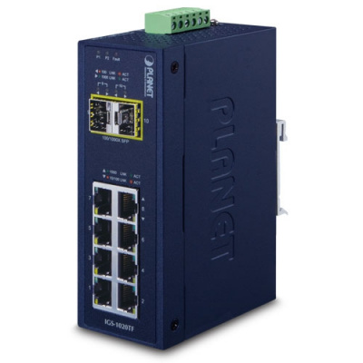 ������������ ���������� PLANET IGS-1020TF  IP30 Industrial 8-Port 10/100/1000T + 2-Port 100/1000X SFP Ethernet Switch (-40~75 degrees C)