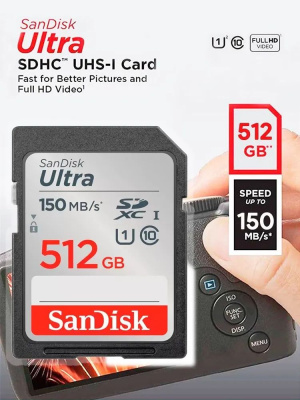 ����� ������ SanDisk Ultra UHS I 512GB SD Card 150MB/s for DSLR and Mirrorless Cameras