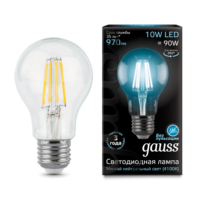   Gauss LED Filament A60 E27 10W 4100 1/10/40