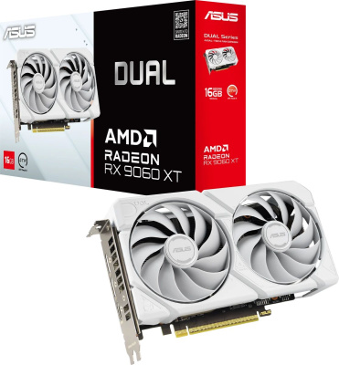 ���������� Asus AMD Radeon RX 9060 XT 16Gb DUAL-RX9060XT-16G-WHITE, GDDR6, Ret