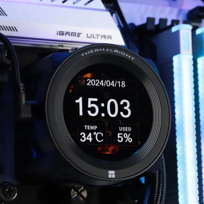 ������� �������� ���������� Thermalright Core Vision 360 Soc-AM5/AM4/1200/1700/1851 ������ 4-pin 28.1dB Al LCD Ret (C-VISION-360-BL)