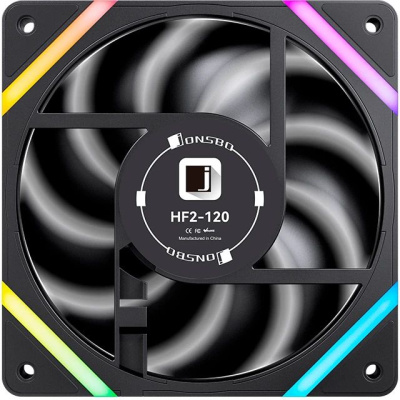 ����� ��� �������/ Case Cooler JONSBO HF2-120BR Reverse (120x120x25mm, 4-pin PWM, ARGB, 63.3CFM, 29.5dBA, 2200RPM, Black)