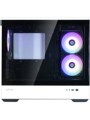 ������ ZALMAN P30 BW, MATX, BLACK/WHITE, WINDOW, 2x3.5", 3x2.5", 1xUSB TYPE-C, 1xUSB3.0, SIDE 2x120mm ARGB, REAR 1x120mm ARGB