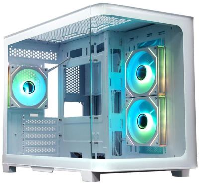 ������ XASTRA QR500M 3ARGB-FM-C10-UC White mATX/Aquarium/ 2 Curve Glass /3x120mm ARGB PWM FM fans/ Argb+PWM HUB 10port /Type-C/ QR500M-3FM12A-C10-UC-WH