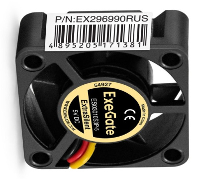 Exegate EX296990RUS ���������� 5� DC ExeGate ExtraSilent ES03010S3P-5 (30x30x10 ��, Sleeve bearing (��������� ����������),3pin, 8500RMP, 24dBA)