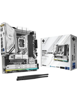 ����������� ����� ASROCK B860M STEEL LEGEND WIFI, LGA1851, B860, 4*DDR5, 4*SATA, 4*M.2, 4*USB 3.2, 2*USB 2.0, Type-C, 2*PCIx16, 1*M.2 (Key E), HDMI+DP, mATX