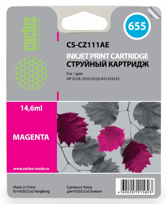 �������� �������� Cactus CS-CZ111AE ��������� ��� �655 HP DJ IA 3525/5525/4615/4625/6520/6525 (14, 6ml)