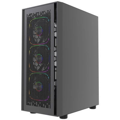 ������ Powercase ByteFlow Black V2, Tempered Glass, 4x 120mm ARGB fans, ������, ATX  (CBFB-A4-V2)