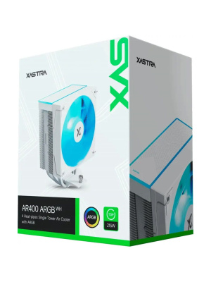 ����� XASTRA AR400 ARGB WH LGA1851/1700/1200/115X/AM5/AM4 (TDP 220W, 4 ����.������ , PWM FAN ARGB 120mm , top cover with ARGB led,  white heatsink ) RET