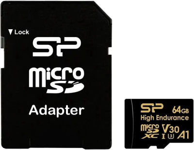���� ����� microSDXC 64GB Silicon Power SP064GBSTXDV3V1HSP High Endurance V30 + adapter