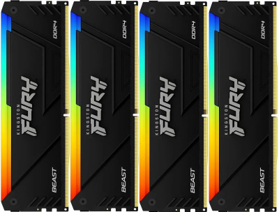  DDR4 4x8GB 3200MHz Kingston KF432C16BB2AK4/32 Fury Beast Black RGB RTL PC4-25600 CL16 DIMM 288-pin 1.35 dual rank Ret