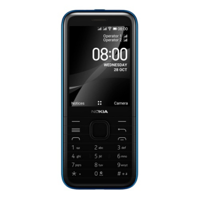   Nokia NOKIA 8000 DS TA-1303 4G BLUE, 2.8'', 1 Core, 512MB + 4MB (ROM/RAM), Micro SD, up to 32GB flash, 2 Sim, LTE + GSM/WCDMA, BT v4.0, GPS, GLONASS, Micro-USB, 1500mAh, 110,2g, 56,5x132,2x12,34