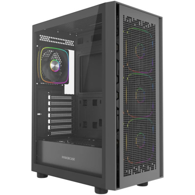 ������ Powercase ByteFlow Black V2, Tempered Glass, 4x 120mm ARGB fans, ������, ATX  (CBFB-A4-V2)