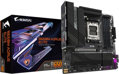 ����������� ����� Gigabyte B650M AORUS ELITE SocketAM5 AMD B650 mATX AC`97 8ch(7.1) 2.5Gg RAID+HDMI+DP